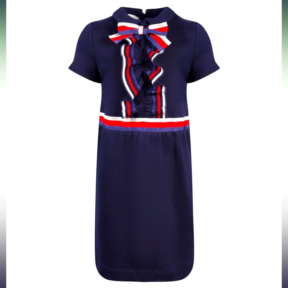 Gucci Classic Girls Collared Ruffle Front Dress